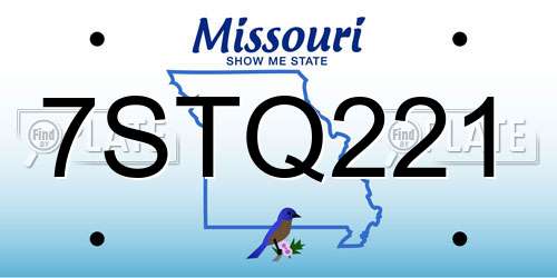 7STQ221 Missouri License Plate