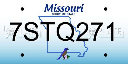 7STQ271 Missouri License Plate