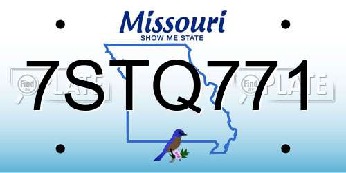 7STQ771 Missouri License Plate