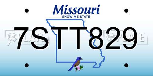 7STT829 Missouri License Plate