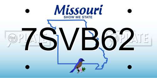 7SVB62 Missouri License Plate