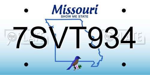 7SVT934 Missouri License Plate
