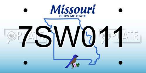 7SW011 Missouri License Plate