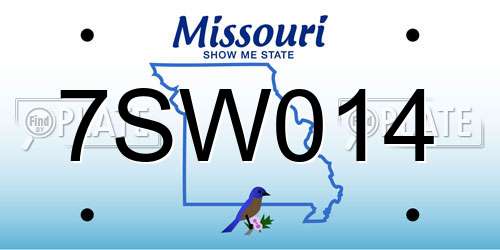 7SW014 Missouri License Plate