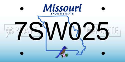 7SW025 Missouri License Plate