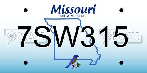 7SW315 Missouri License Plate