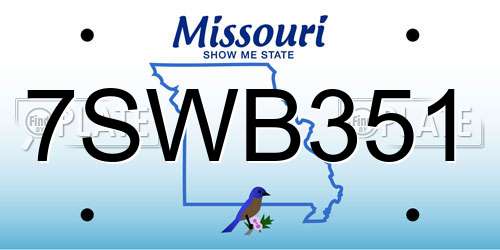 7SWB351 Missouri License Plate