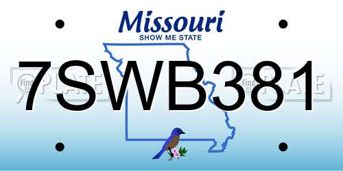 7SWB381 Missouri License Plate
