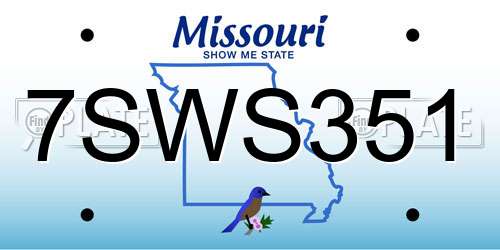 7SWS351 Missouri License Plate