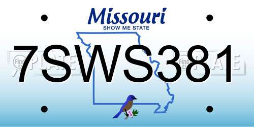 7SWS381 Missouri License Plate