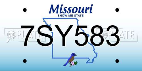 7SY583 Missouri License Plate