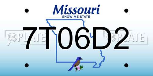 7T06D2 Missouri License Plate