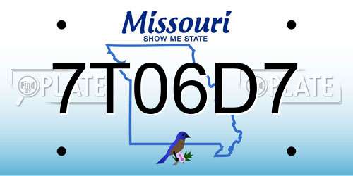 7T06D7 Missouri License Plate