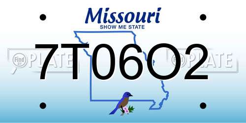 7T06O2 Missouri License Plate