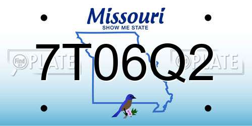 7T06Q2 Missouri License Plate