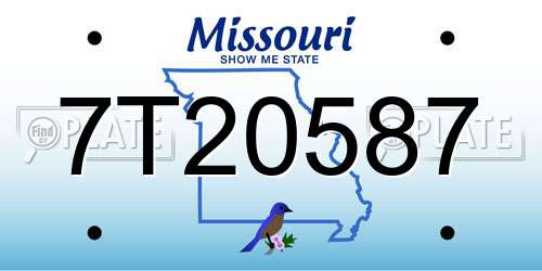 7T20587 Missouri License Plate