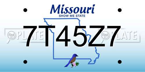 7T45Z7 Missouri License Plate