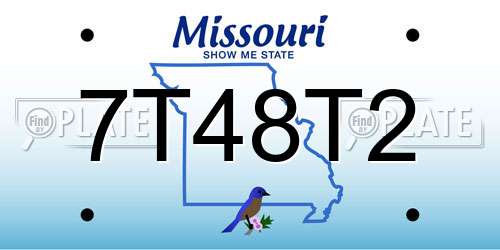7T48T2 Missouri License Plate