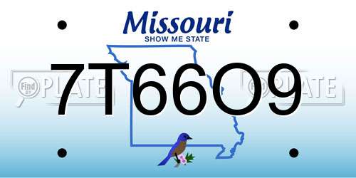 7T66O9 Missouri License Plate