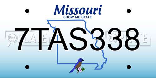 7TAS338 Missouri License Plate