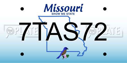 7TAS72 Missouri License Plate