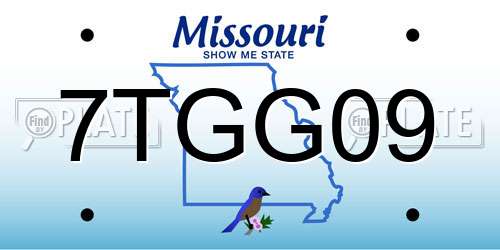 7TGG09 Missouri License Plate