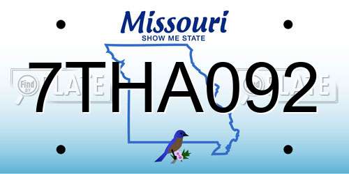 7THA092 Missouri License Plate