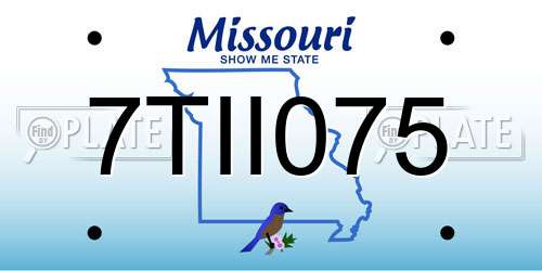 7TII075 Missouri License Plate
