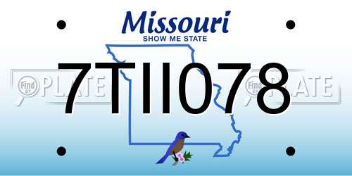 7TII078 Missouri License Plate