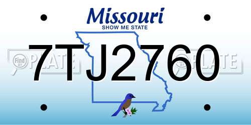 7TJ2760 Missouri License Plate