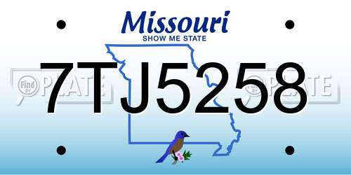 7TJ5258 Missouri License Plate