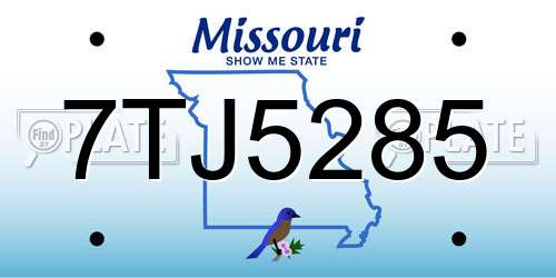 7TJ5285 Missouri License Plate