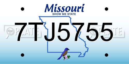 7TJ5755 Missouri License Plate