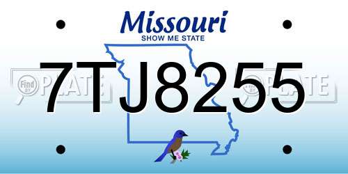 7TJ8255 Missouri License Plate