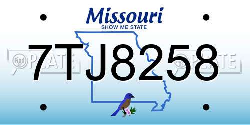 7TJ8258 Missouri License Plate