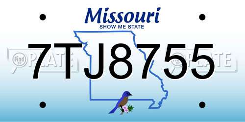 7TJ8755 Missouri License Plate