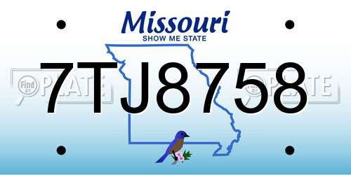 7TJ8758 Missouri License Plate
