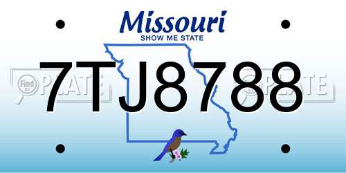 7TJ8788 Missouri License Plate