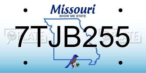 7TJB255 Missouri License Plate