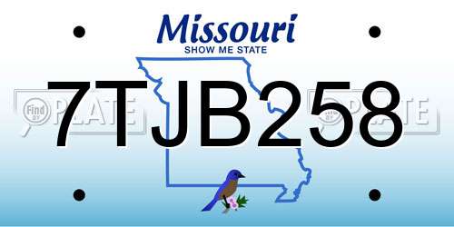 7TJB258 Missouri License Plate