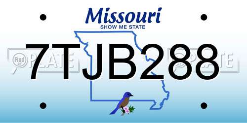 7TJB288 Missouri License Plate