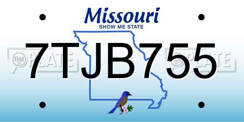 7TJB755 Missouri License Plate