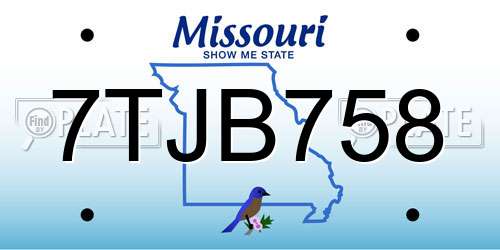 7TJB758 Missouri License Plate