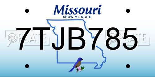 7TJB785 Missouri License Plate
