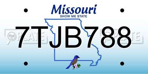 7TJB788 Missouri License Plate
