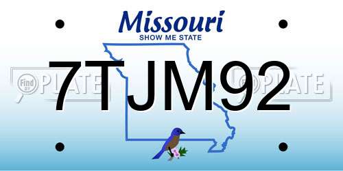 7TJM92 Missouri License Plate