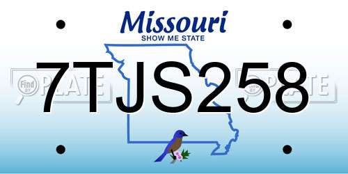 7TJS258 Missouri License Plate