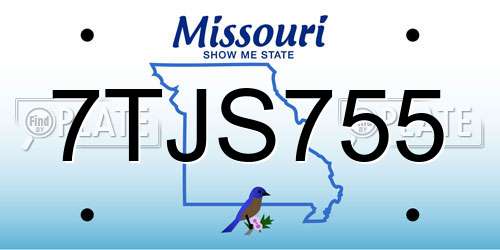7TJS755 Missouri License Plate