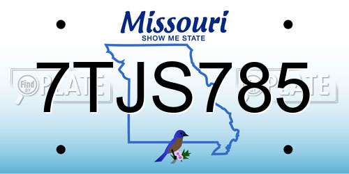 7TJS785 Missouri License Plate
