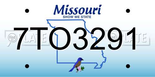 7TO3291 Missouri License Plate